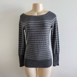 GAP Cotton Cashmere Sweater Womens XS Gray Metallic Sparkle Boat Neck Preppy